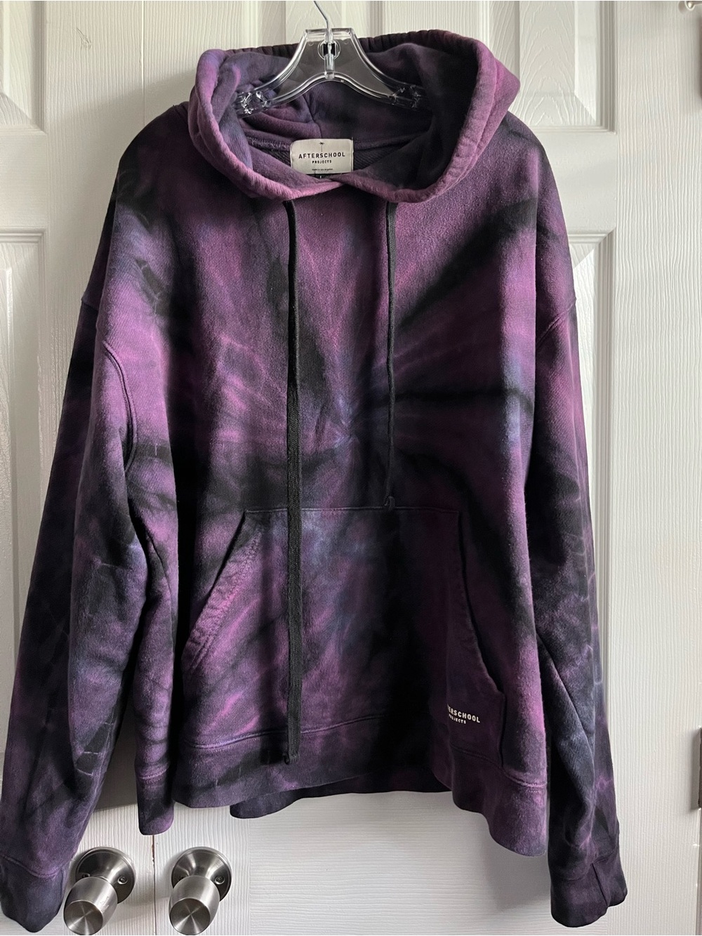 Afterschool Projects Purple & Black Tie Dye Hoodie Large USA Streetwear